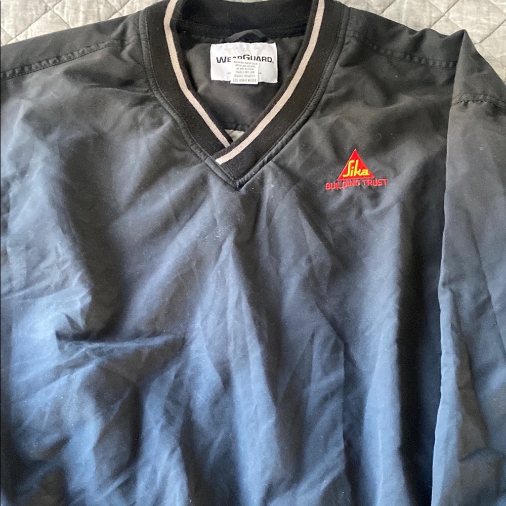 Black Windbreaker with Embroidered Logo